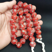 Vintage Old African, Rare Ethnic Trade Beads | Red Eye Accent Glass, Antique Jewelry Supply | 15.5mm
