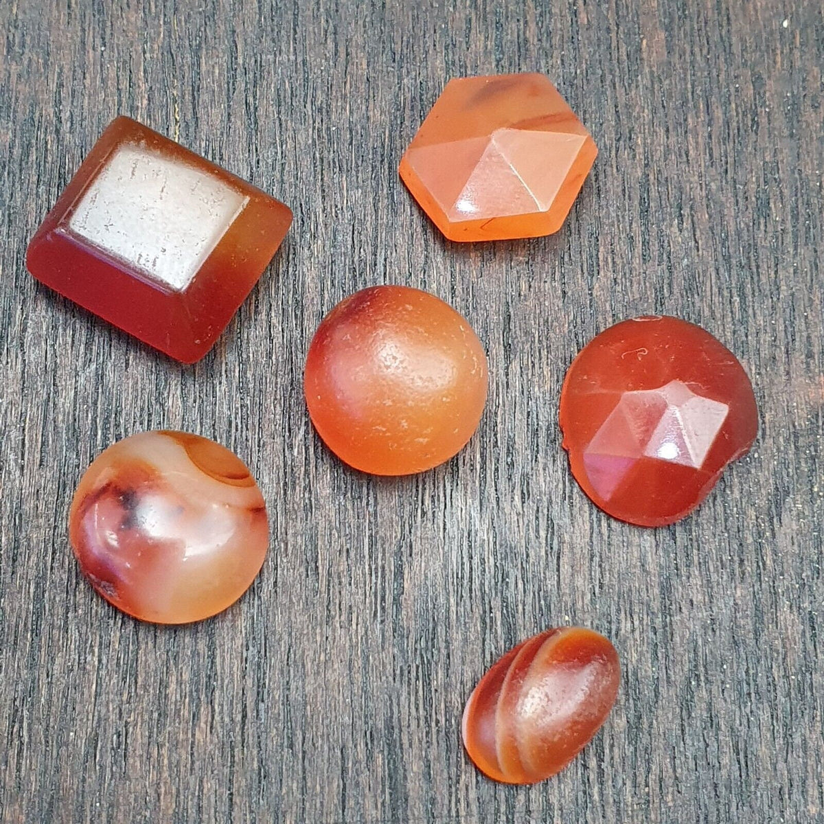 Lot 6 Antique Carnelian Old Himalayan Indo Tibetan African Agate Cabochons