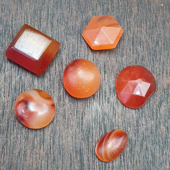 Lot 6 Antique Carnelian Old Himalayan Indo Tibetan African Agate Cabochons