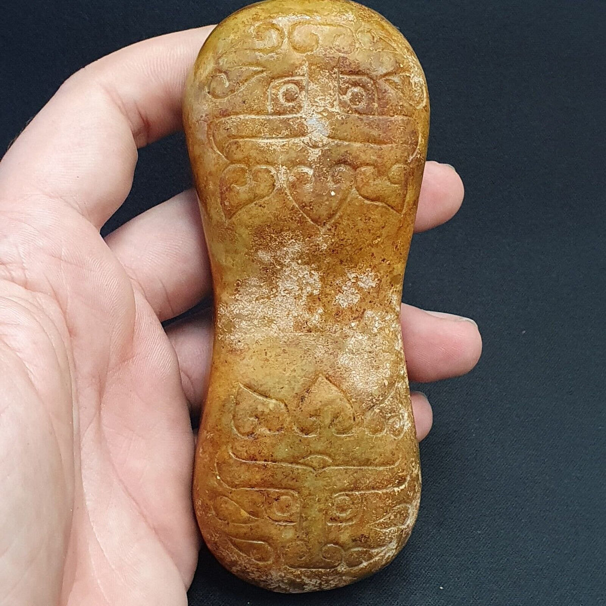 Antique Chinese Song Dynasty Calligraphy Stone Carved Yellow Jade Stone