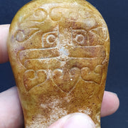 Antique chinese song dynasty calligraphy stone carved yellow jade stone