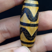 Pair 2 pieces himalayan indo tibetan rare patterns dzi amulet bead