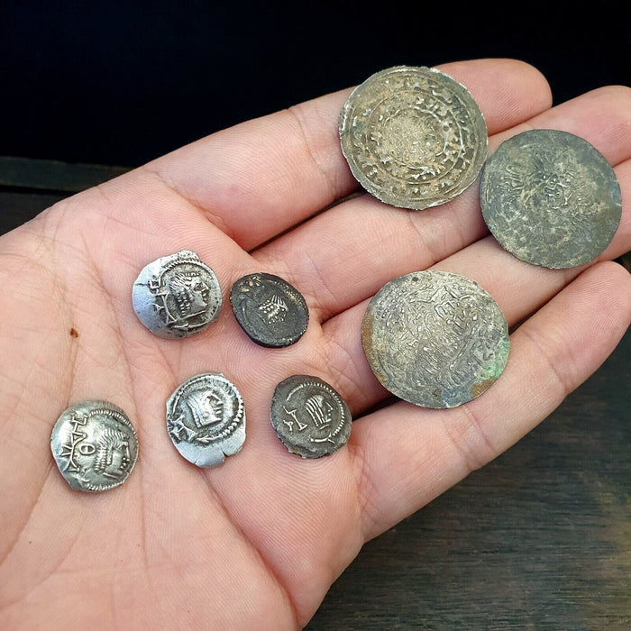 8 Pcs. Medieval Islamic Silver Coins Himyar Dirham, Abbasid, Himyarite Kingdom