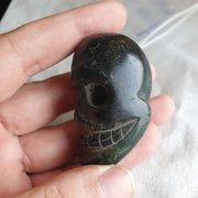 Antique green jade chinese jade stone carved skull pendent
