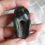 Antique green jade chinese jade stone carved skull pendent