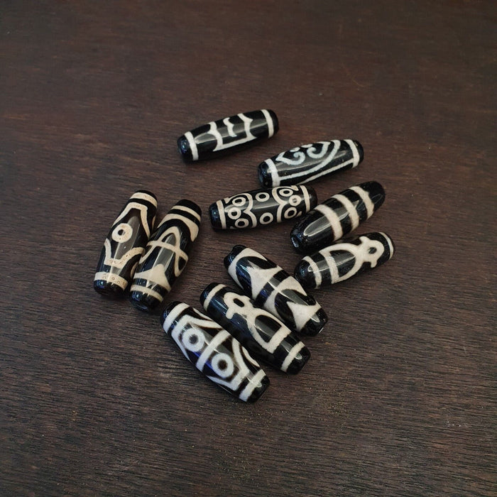 Lot 10 Pcs Tibetan Chinese Nepalese Himalayan Agate Eyes Bead Dzi Amulet Beads
