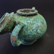 Antique bronze tea pot rusted patina