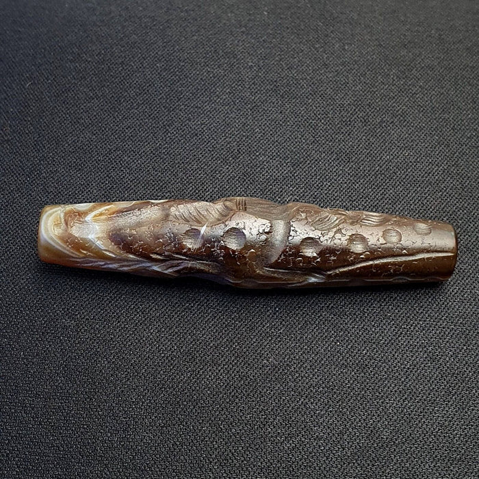 Antique Ancient Indo Tibetan Carving Agate Eye Stone Bead Amulet
