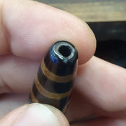 Himalayan indo tibetan agate bead rare patterns 2 eye amulet bead