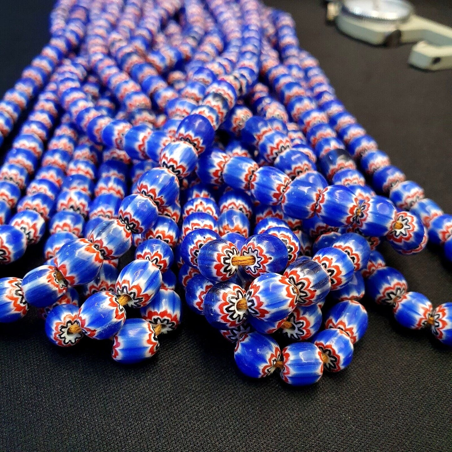 Vintage venetian trade style beads old multi glass chevron beads strand 9mmGift