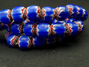 Vintage venetian trade style beads old multi glass chevron beads strand 9mm.
