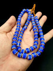Vintage venetian trade style beads old multi glass chevron beads strand 9mm.