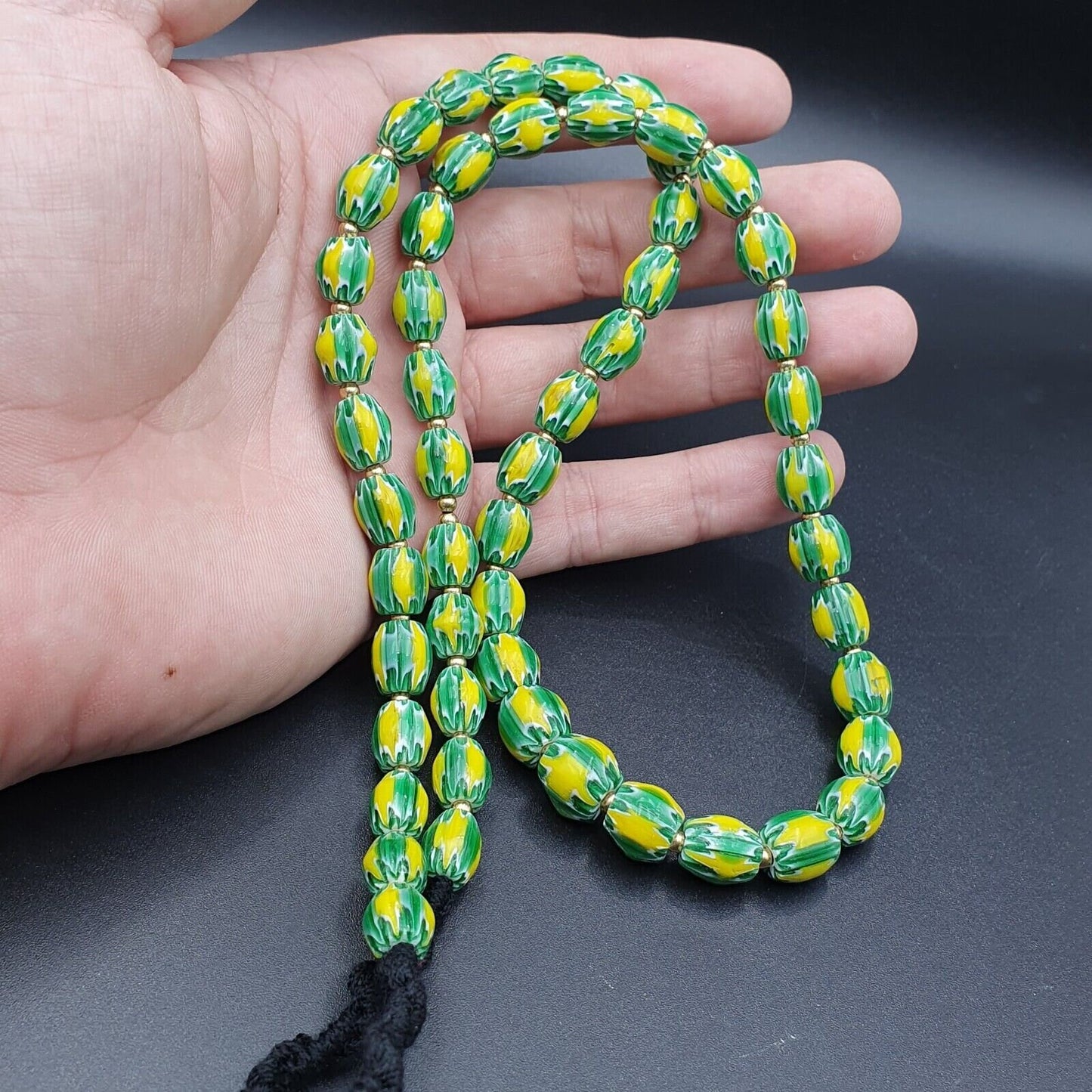 Antique Venetian Chevron Trade Beads: African Watermelon Strand