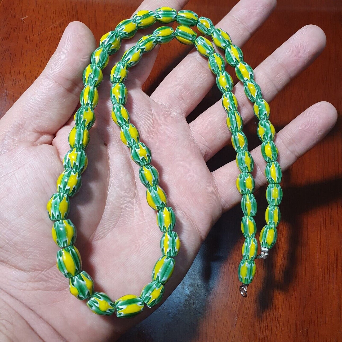 Venetian inspired glass beads melon chevron beads necklace #114Gift