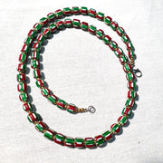 Venetian inspired glass beads watermelon chevron beads necklace #113.