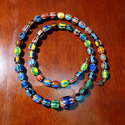 Venetian inspired glass beads multicolor chevron beads necklace #108.