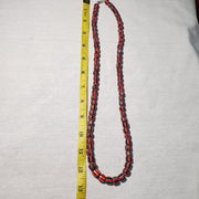 Venetian Inspired Chevron Glass Bead Necklace: Multicolor Strand, 26 in