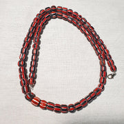Venetian Inspired Chevron Glass Bead Necklace: Multicolor Strand, 26 in