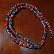 Venetian Inspired Chevron Glass Bead Necklace: Multicolor Strand, 26 in