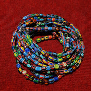 Lot 5 strands venetian inspired glass multicolor chevron beads necklaces.