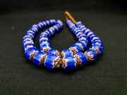 Vintage venetian trade style beads old multi glass chevron beads strand 9mm.