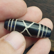 Himalayan indo tibetan central asian etched agate beads decorated bead bd et 23