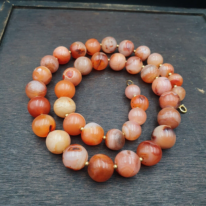 Antique Indo Tibetan Carnelian Old Agate Beads Tribal Beads Jewelry Necklace