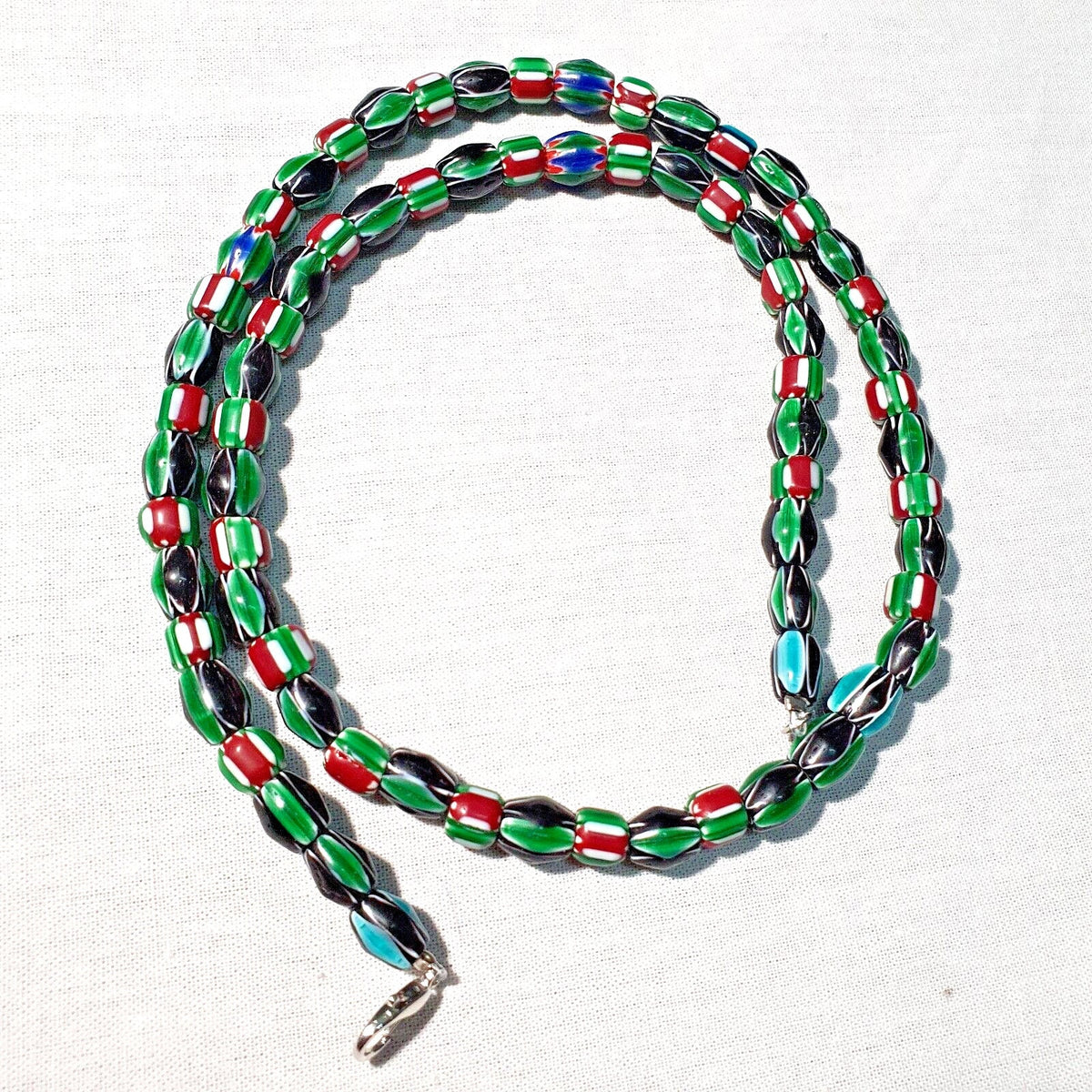 Venetian inspired glass beads collection multicolor chevron beads necklace #112Gift