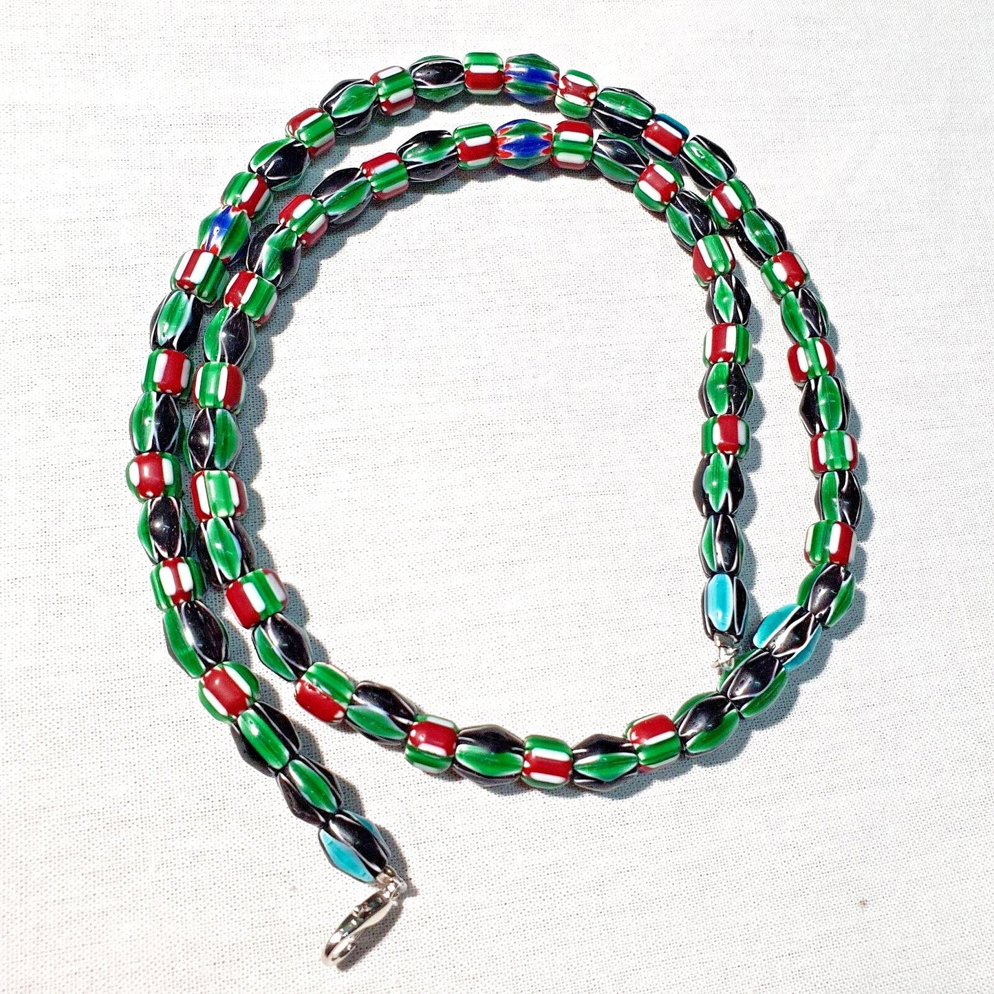 Venetian inspired glass beads collection multicolor chevron beads necklace #112Gift