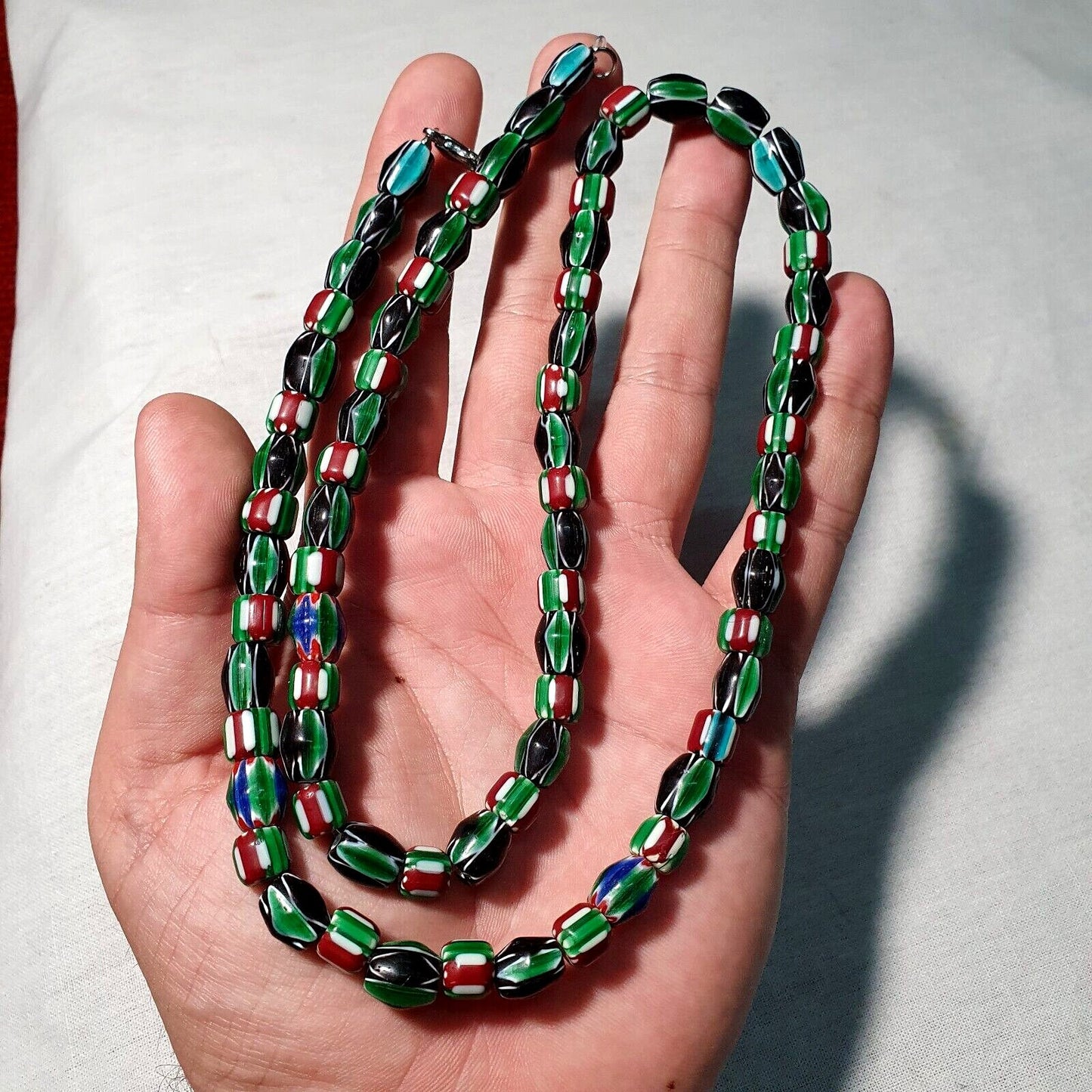 Venetian inspired glass beads collection multicolor chevron beads necklace #112Gift