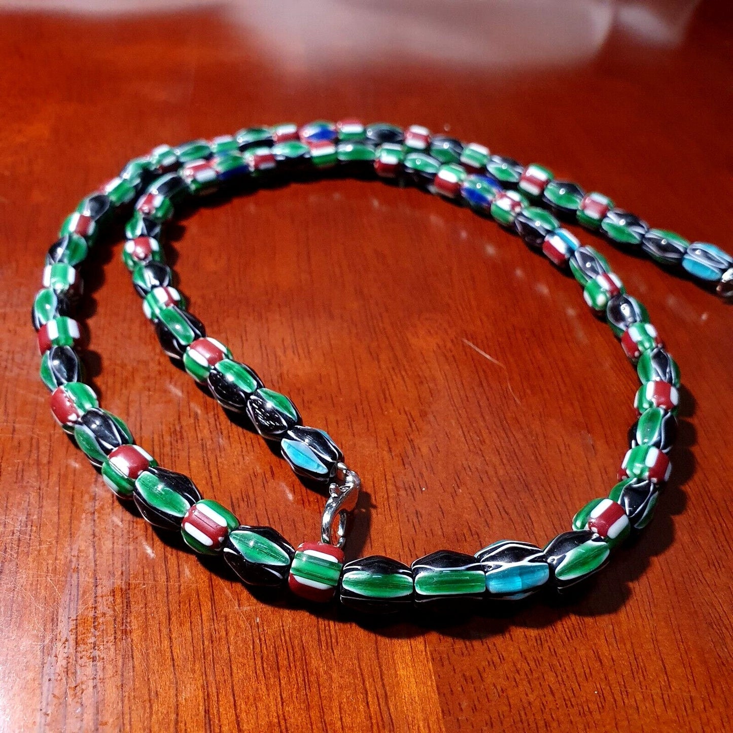 Venetian inspired glass beads collection multicolor chevron beads necklace #112Gift