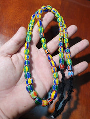 Venetian inspired glass beads melon chevron beads necklace #115.