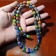 Venetian inspired glass beads multicolor chevron beads necklace #108.