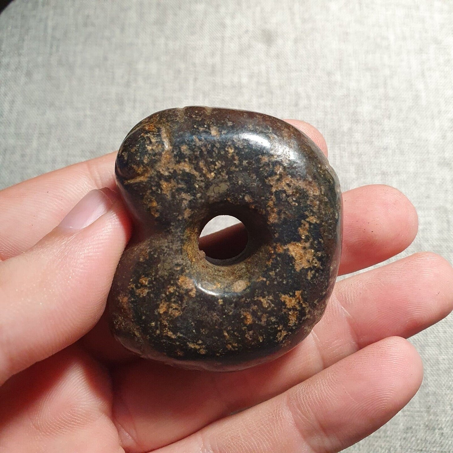Antique Hand Carved Jade Amulet: Black Magnetic Stone Pendant