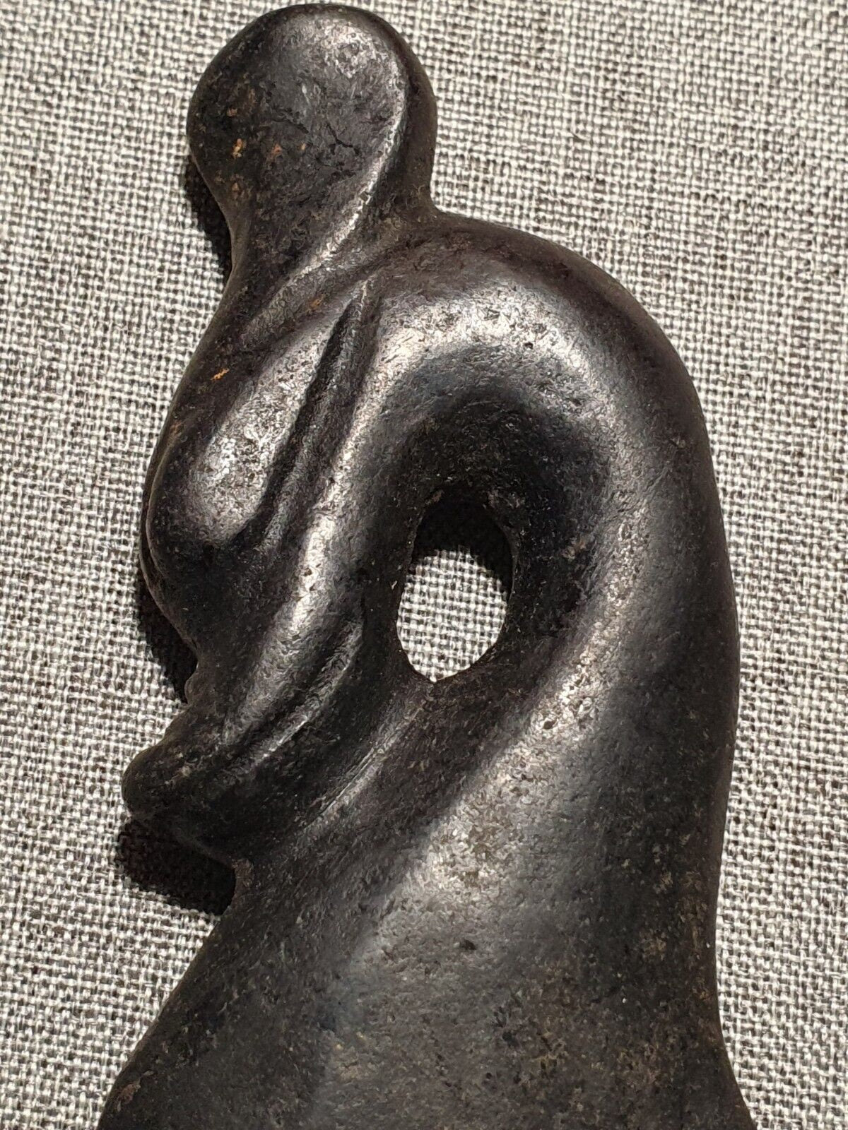 Antique Hand Carved Jade Amulet: Black Stone Mystic Animal Bead