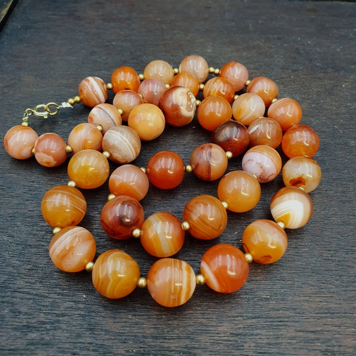 Antique Indo Tibetan Carnelian Agate Bead Necklace