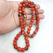 Vintage handmade face eyes glass beads  beaded strand necklace 10mm.