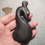 East Oasis Hand Carved Jade Amulet Bead - Antique Black Stone Mystic Animal Charm