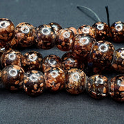 Vintage Glass Beads, Aventurine Brown Rounds, Trade Vene Antique Style | Jewelry Making Supply, Crafting, 12mm Lot