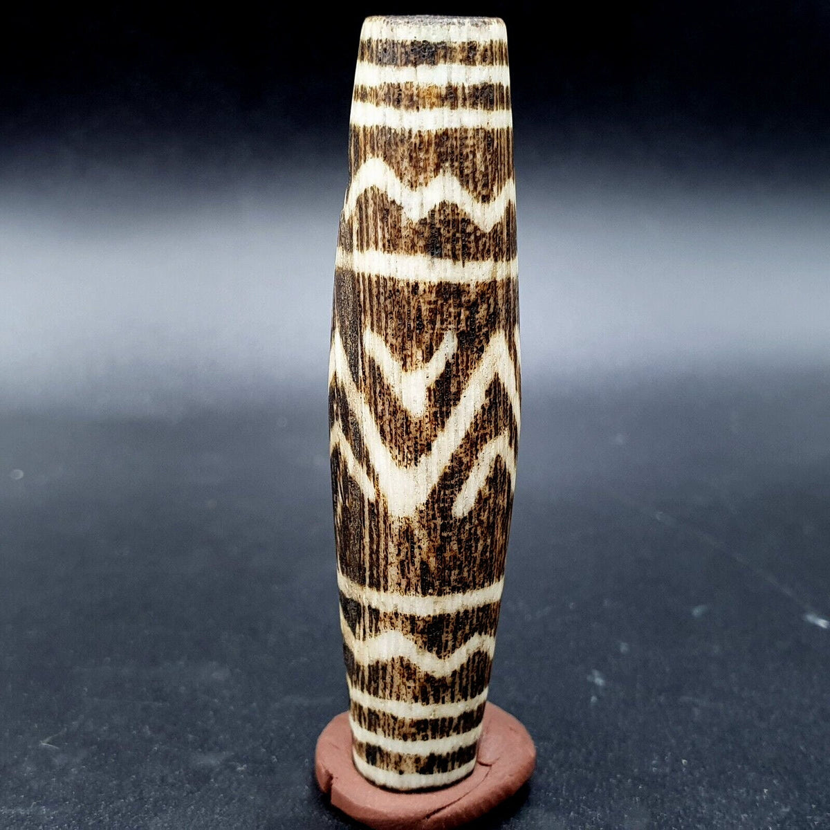 Antique South Asian Burmese Old Pyu Tribal Pumtek Petrified Wood Stone Bead