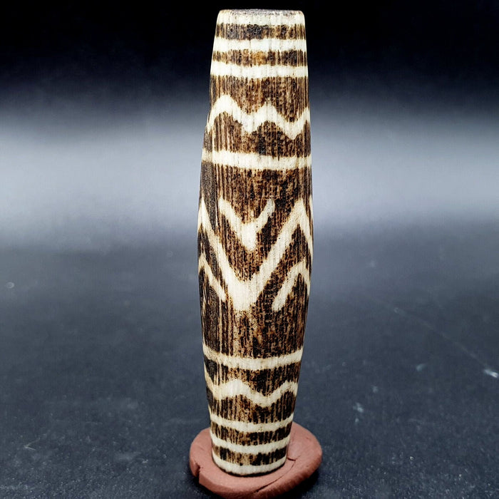 Antique South Asian Burmese Old Pyu Tribal Pumtek Petrified Wood Stone Bead