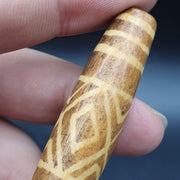 South asian burmese old pyu tribal pumtek petrified wood stone bead