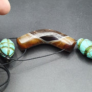 Antique old himalayan tibetan natural eyes suleimani agate beads necklace