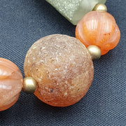 古董古代喜馬拉雅和非洲瑪瑙紅玉髓碧玉珠項鍊 Mala