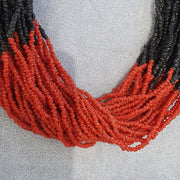 Vintage tiny black and red glass beads afghanistan tribal jewelry necklace.