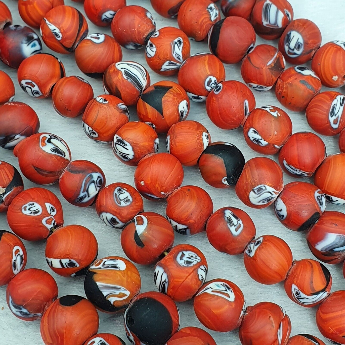 Vintage handmade face eyes glass beads  beaded strand necklace 10mmGift