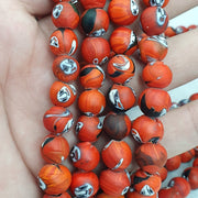 Vintage handmade face eyes glass beads  beaded strand necklace 10mm.