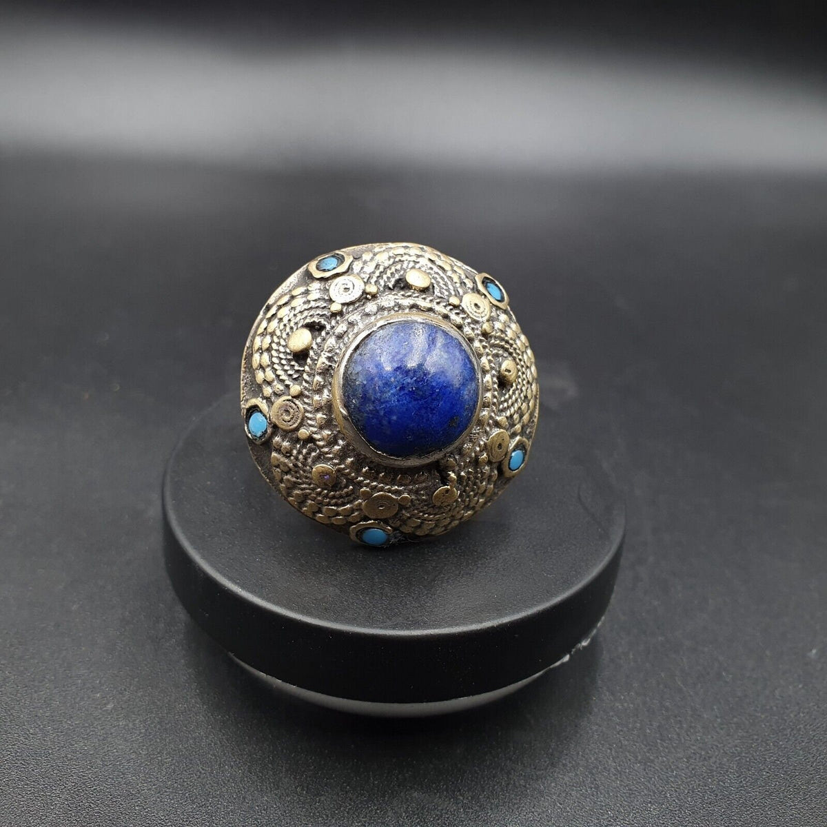 Antique Vintage Old Lapis Lazuli Brass Ring