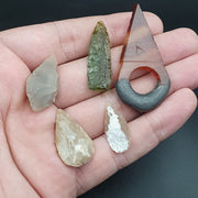 Antique lot 5 pieces stone arrow heads agate pendent stone age