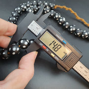 Vintage Black Skunk Dotted Glass Bead Strand Necklace